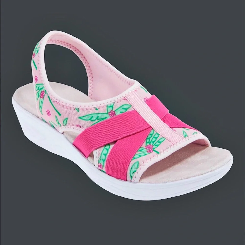 Easy Spirit Pink/Green Semaize Women's Sandal Size 7.5 W